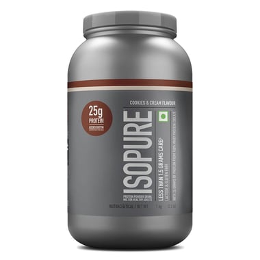 Isopure 100% Whey Protein Isolate with Less Than 1.5 Grams Carbs, 2.2 lb Cookies & Cream