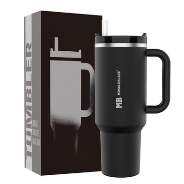 MuscleBlaze Stainless Steel Vacuum Insulated Tumbler, Phantom Black 1.2 L