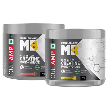 MuscleBlaze Creatine Monohydrate OP Citrus Blast & Watermelon Kool Aid 100g Pack of 2