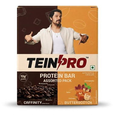TeinPro Protein Bar 12g Protein, 6 bar(s) Assorted (Caffinity & Butterscotch)