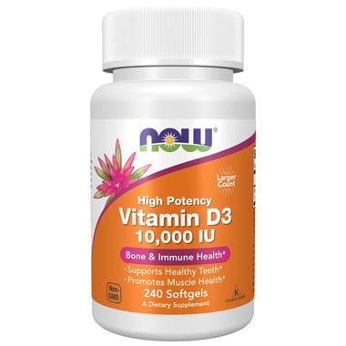 Now Vitamin D-3 10,000 IU,  240 softgels  Unflavoured 