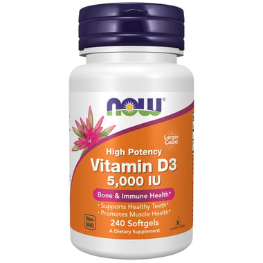 Now Vitamin D3 (5000 IU),  240 softgels  Unflavoured 