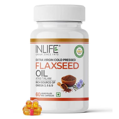 INLIFE Flaxseed Oil-Omega 3,6,9, 60 veggie capsule(s)