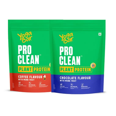 Yogabar Pro Clean Plant Protein Combo Pack, 1.1 lb Coffee & Chocolate with Monk Fruit