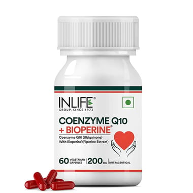 INLIFE Coenzyme Q10 200mg with Bioperine, 60 capsules