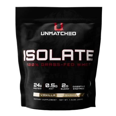 Unmatched Isolate Grass-Fed Whey Protein, 1.5 lb Vanilla Milkshake