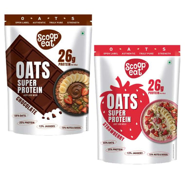 Scoopeat 26g Super Protein Oats Combo, 2 Piece(s)/Pack Chocolate & Strawberry - 400g Each
