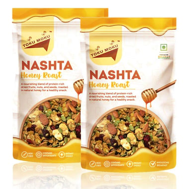 TOKU MOKU Super Breakfast Muesli Healthy Mixed Nuts with Dry Fruits,  Honey Roast (Pack of 2)  90 g 