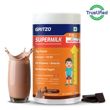 Supermilk Gritzo Growth+ for Boy 7 to 12 years, 400 g Double Chocolate