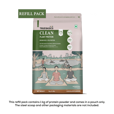TrueBasics Clean Plant Protein, 2.2 lb Chocolate (Refill Pack)