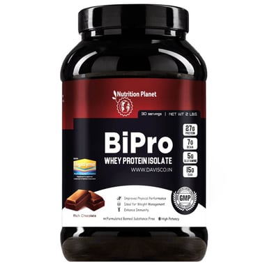 Nutrition Planet BiPro Whey Protein Isolate with Added DigeZyme, 2 lb Chocolate