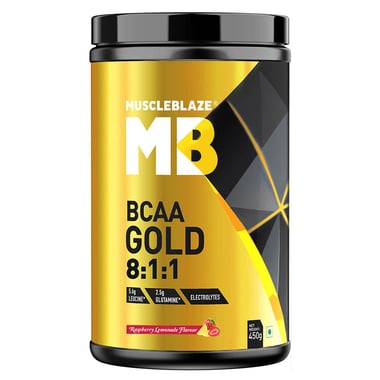 MuscleBlaze BCAA Gold 8:1:1, 0.99 lb 30 Servings Raspberry Lemonade