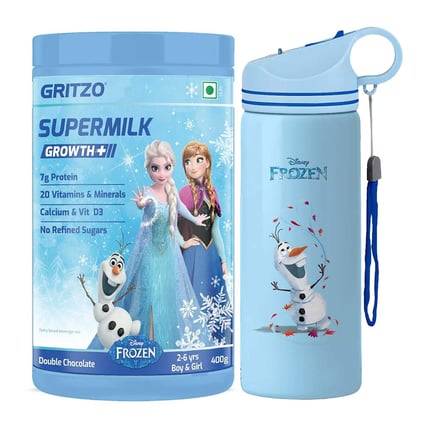 Supermilk Growth+ Frozen 400g for 2 to 6 Yrs Boy/Girl and 500ml Sipper Combo