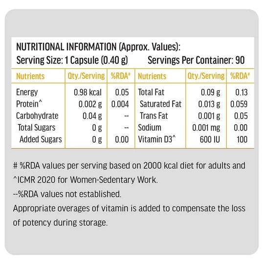 HK Vitals Vitamin D3 90 Caps - Pack Of 2
