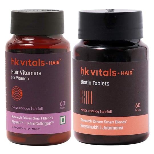 HK Vitals Hair Vitamins for Women and Biotin 60 tabs Combo