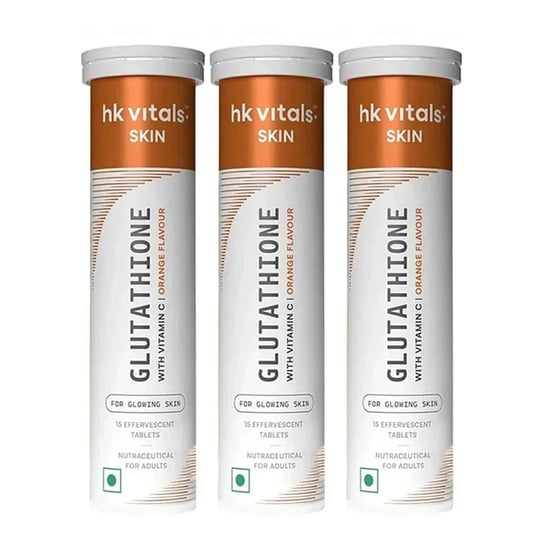 Glutathione Effervescent with Vitamin C 15 Tabs Orange Pack of 3