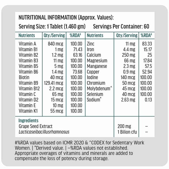 Magnesium Glycinate Women 120 Tabs and Multivitamin Adults 50+