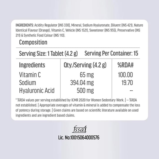 Glutathione and Hyaluronic Acid Effervescent 15 Tabs Orange Combo