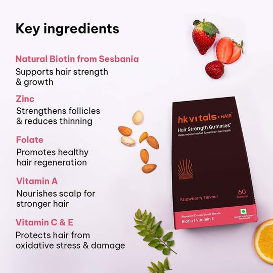 5 - HK Vitals Hair Strength Gummies,  60 gummies  Strawberry