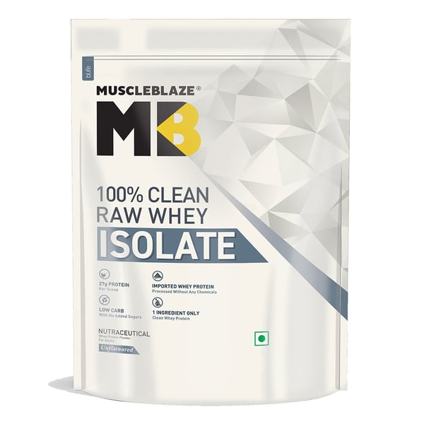 MuscleBlaze Raw Whey Isolate, 2.2 lb 100% Clean Whey Unflavoured