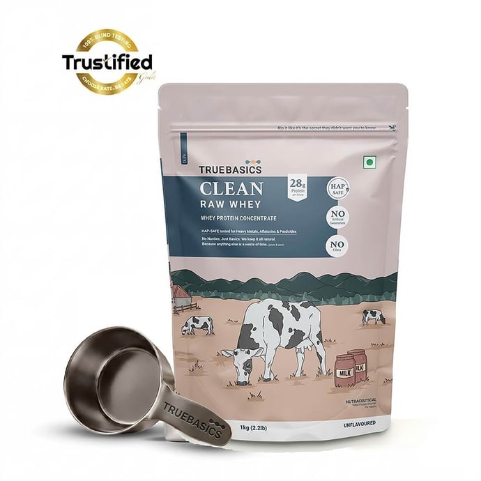 TrueBasics Clean Raw Whey Concentrate, 1 kg Unflavoured