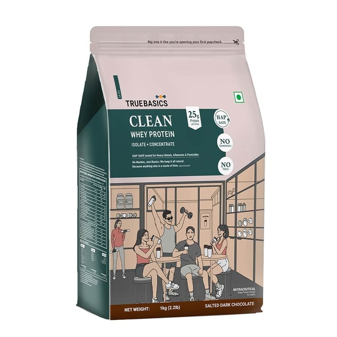7 - TrueBasics Clean Whey Protein (Isolate + Concentrate), 2.2 lb Salted Dark Chocolate Blend (Isolate + Concentrate)