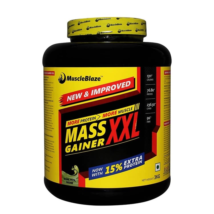 MuscleBlaze Mass Gainer XXL with Complex Carbs and Proteins in 3:1 ratio,  6.6 lb  Kesar Pista Badam old 