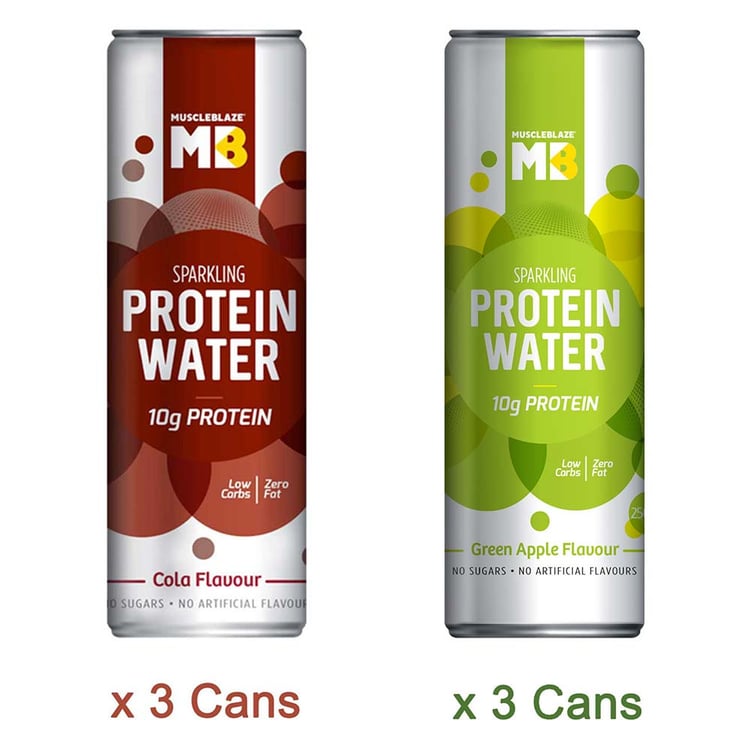8 - MuscleBlaze Sparkling Protein Water (10g Protein),  6 Piece(s)/Pack  Refreshing Twin Flavour Pack 