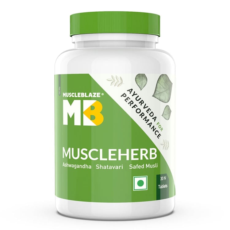 3 - MuscleBlaze Ayurveda for Performance - MuscleHerb with Ashwagandha, Shatavari & Safed Musli,  30 tablet(s)  Unflavoured 