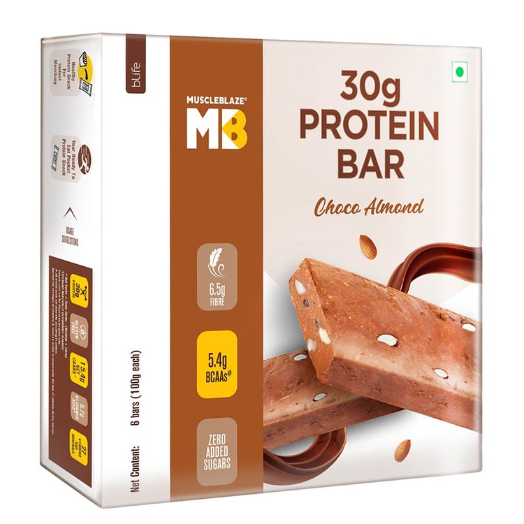 3 - MuscleBlaze Hi-Protein Bar (30g Protein),  6 Piece(s)/Pack  Choco Almond 