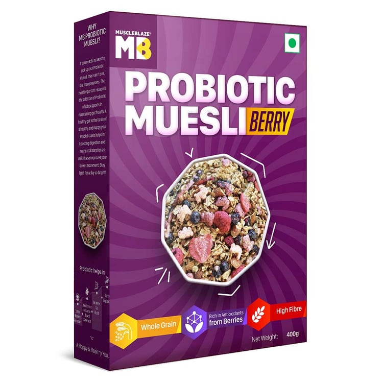 2 - MuscleBlaze Probiotic Muesli,  0.4 kg  Berry 