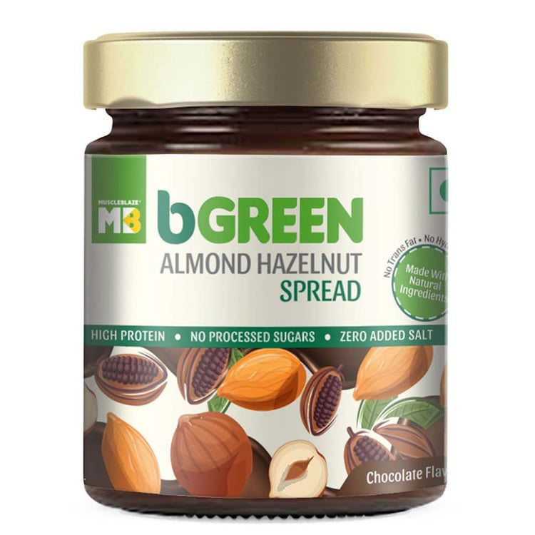 1 - bGREEN Almond Hazelnut Spread by MuscleBlaze,  Chocolate  200 g 