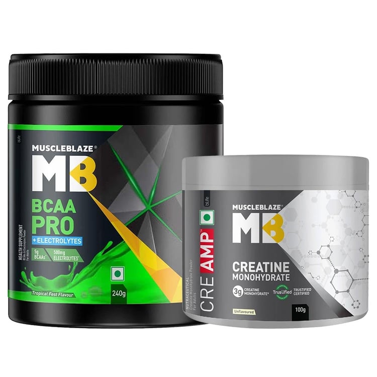 MuscleBlaze BCAA Pro Essential Amino Acids 0.53 lb Tropical Fest & Creatine Monohydrate CreAMP 0.22 lb Combo