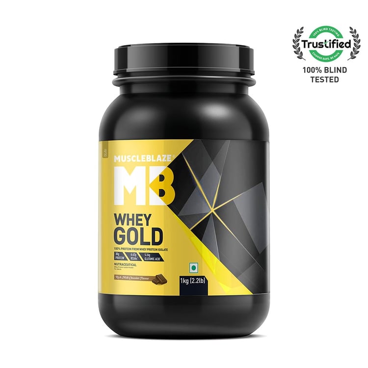 MuscleBlaze Whey Gold 100% Whey Protein Isolate,  2.2 lb  Rich Milk Chocolate 