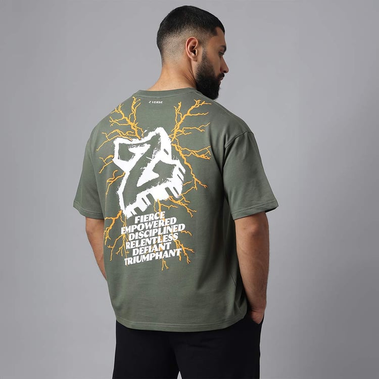 4 - MuscleBlaze Z-Verse Oversized Tshirt,  Military Green  Medium