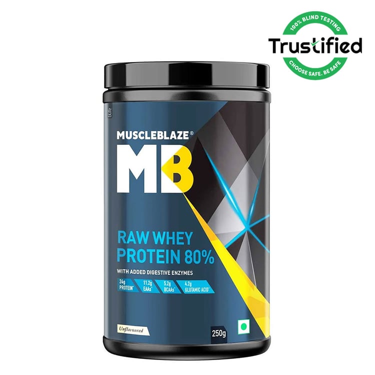 MuscleBlaze 80% Raw Whey Protein Supplement Powder,  0.55 lb  Unflavoured 