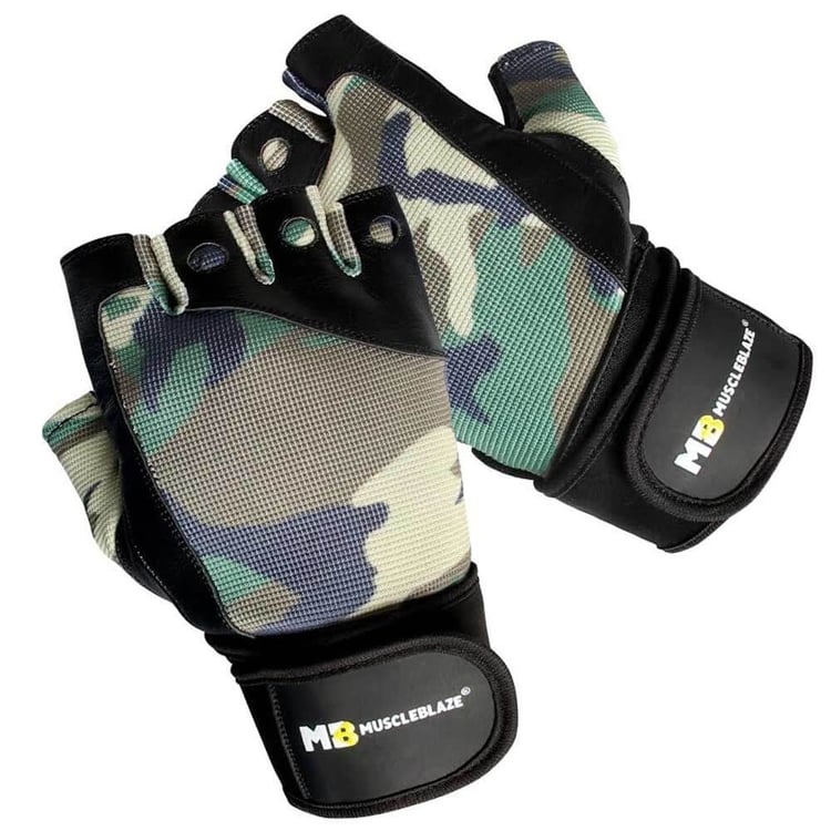 1 - MuscleBlaze Fitness Leather Gloves,  Camouflage  Large 