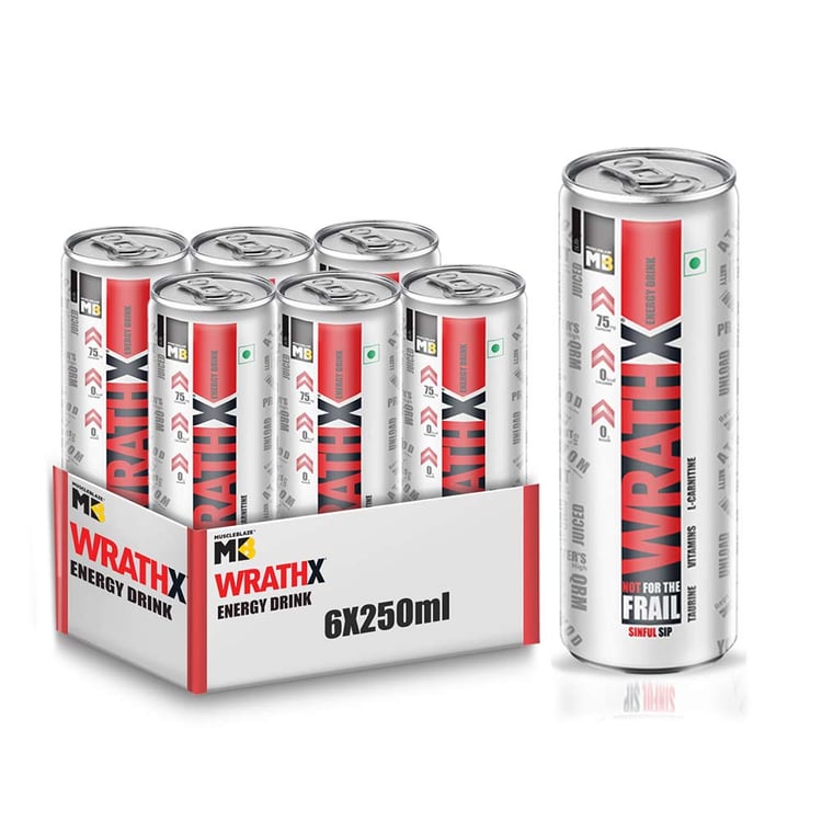 3 - MuscleBlaze WrathX Energy Drink,  250 ml  Sinful Sip (Pack of 6) 