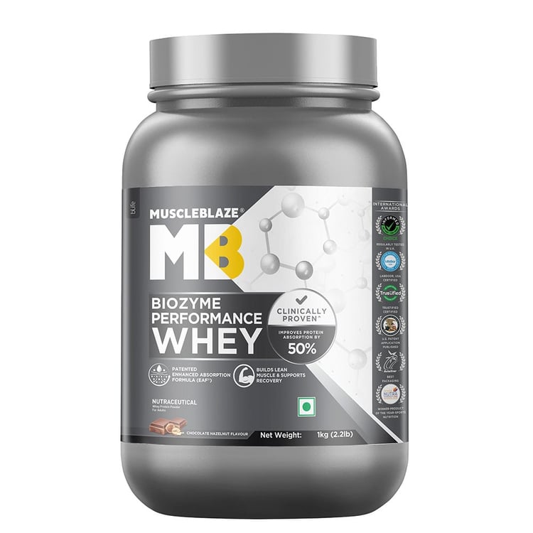 2 - MuscleBlaze Biozyme Performance Whey,  2.2 lb  Chocolate Hazelnut 