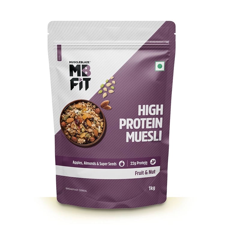 1 - MuscleBlaze High Protein Muesli,  1 kg  Fruits & Nut 