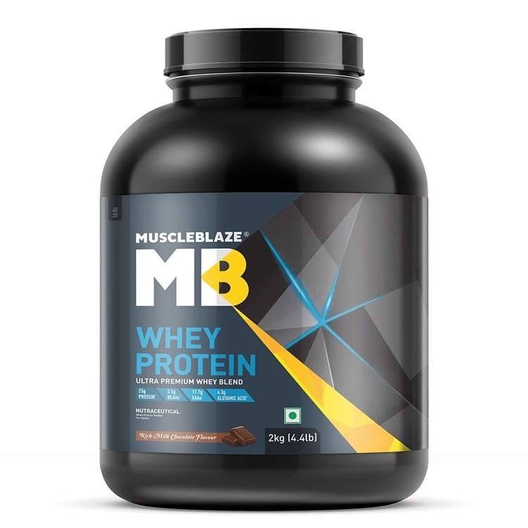 3 - MuscleBlaze 100% Whey Protein Supplement Powder with Digestive Enzyme,  4.4 lb  57 Servings (Rich Milk Chocolate) 