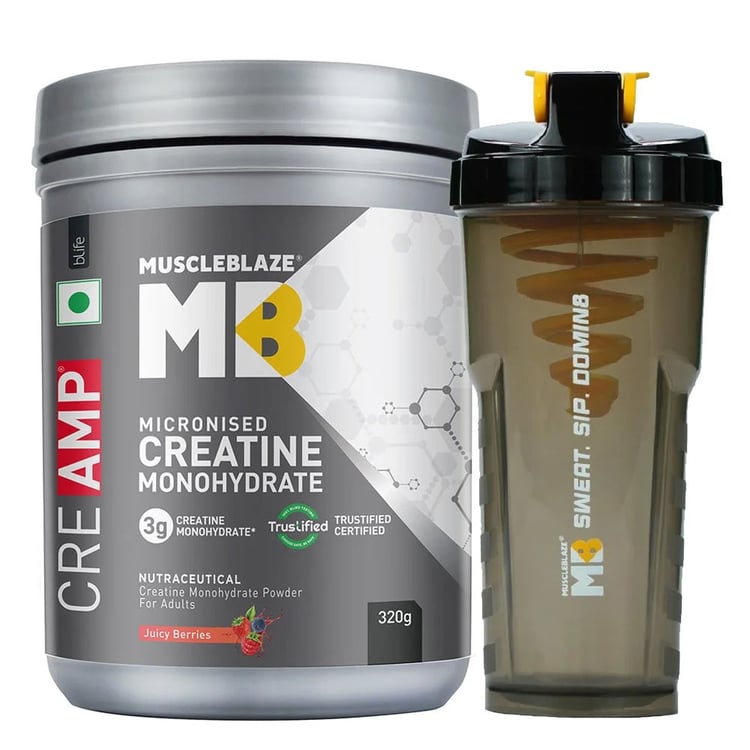 Creatine Monohydrate CreAMP 0.71 lb Juicy Berries & Shaker Combo