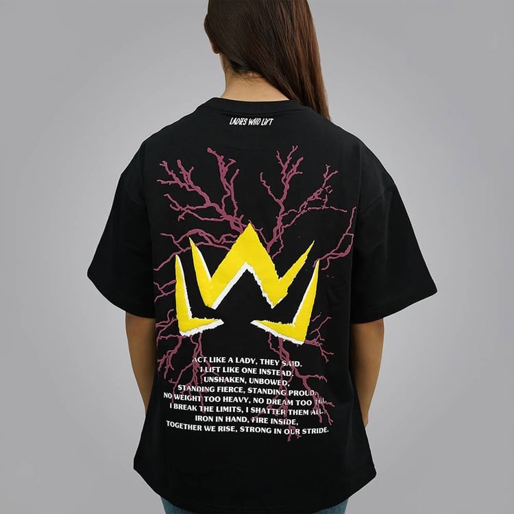 3 - MuscleBlaze LWL Oversized Tshirt,  Small  Black