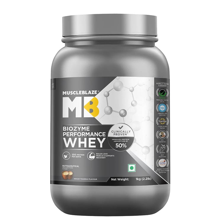 3 - MuscleBlaze Biozyme Performance Whey, 2.2 lb Kesar Thandai