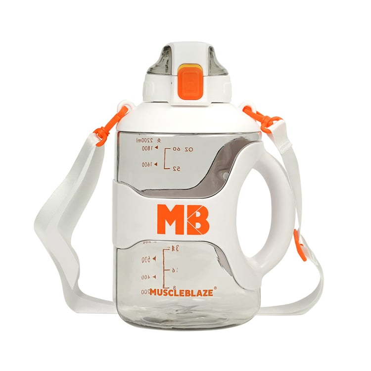 2 - MuscleBlaze Gym Gallon Water Bottle,  White  2.2 L 