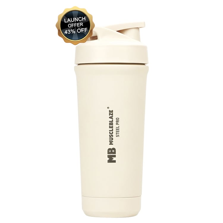MuscleBlaze Stainless Steel Gym Shaker Pro, Beige 700 ml