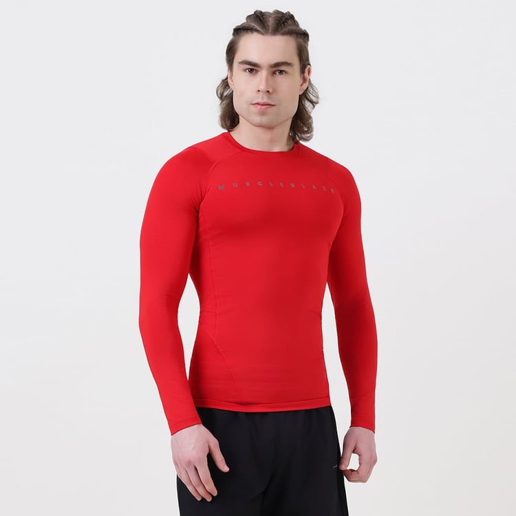 1 - MuscleBlaze Air Tech Compression MuscleTee Full Sleeve,  Small  Red 