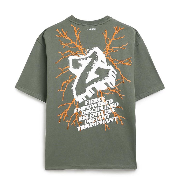 4 - MuscleBlaze Z-Verse Oversized Tshirt,  Large  Military Green 