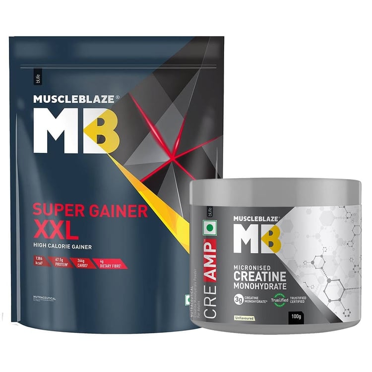 Super Gainer XXL 2 kg Cookies & Cream and Creatine Monohydrate CreAMP 100g Combo