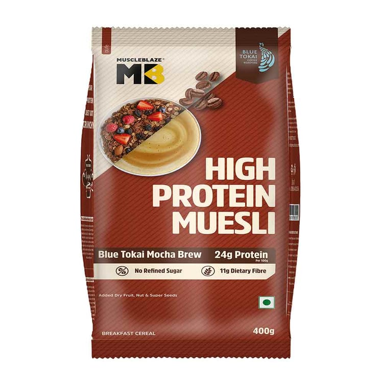 2 - MuscleBlaze High Protein Muesli, 400 g Blue Tokai Mocha Brew